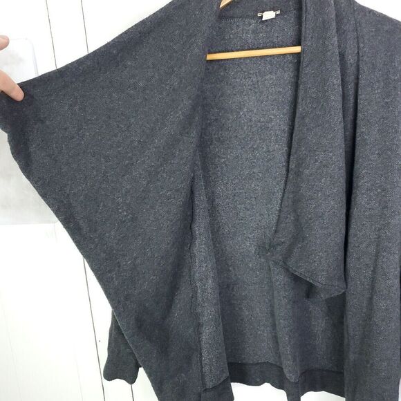 J Crew Sweater Womens L Cardigan Oversized Draped Collar Dark Gray Mid Weight - Picture 5 of 9